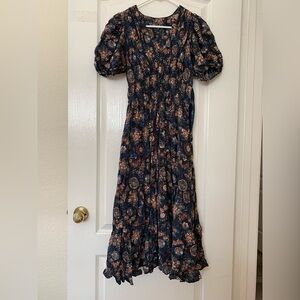 Ulla Johnson Navy Floral Long Sleeve Dress